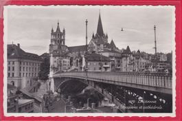 LAUSANNE, PONT BESSIÈRES ET CATHÉDRALE, 21.9.1949