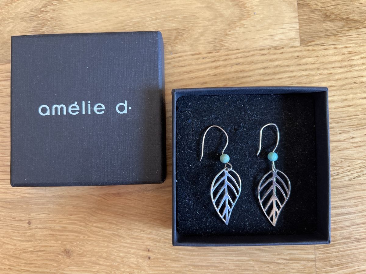 Ohrringe & -stecker: Amelie D. Ohrringe, Blattform Silber mit Türkis – Gebraucht aus Basel von clembou 1