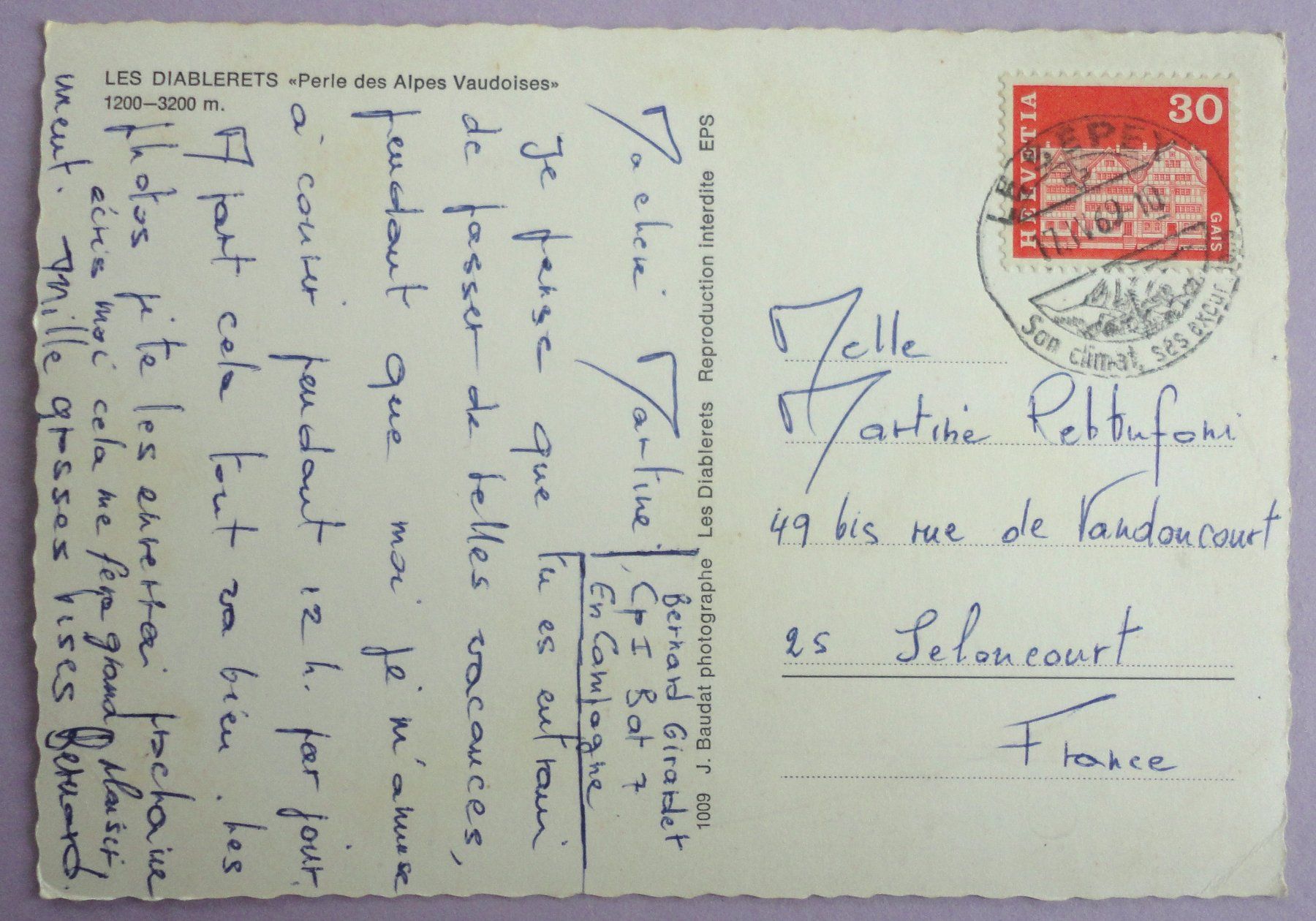 Cartoline postali: Les Diablerets, 1200-3200 m – Difettoso da Fétigny venduto da Billy2miny 1