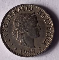 Seltene Schweizer Münze 20 Rp. 1943 