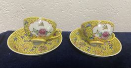 Tasses à thé et soucoupes chinoises anciennes, ensemble