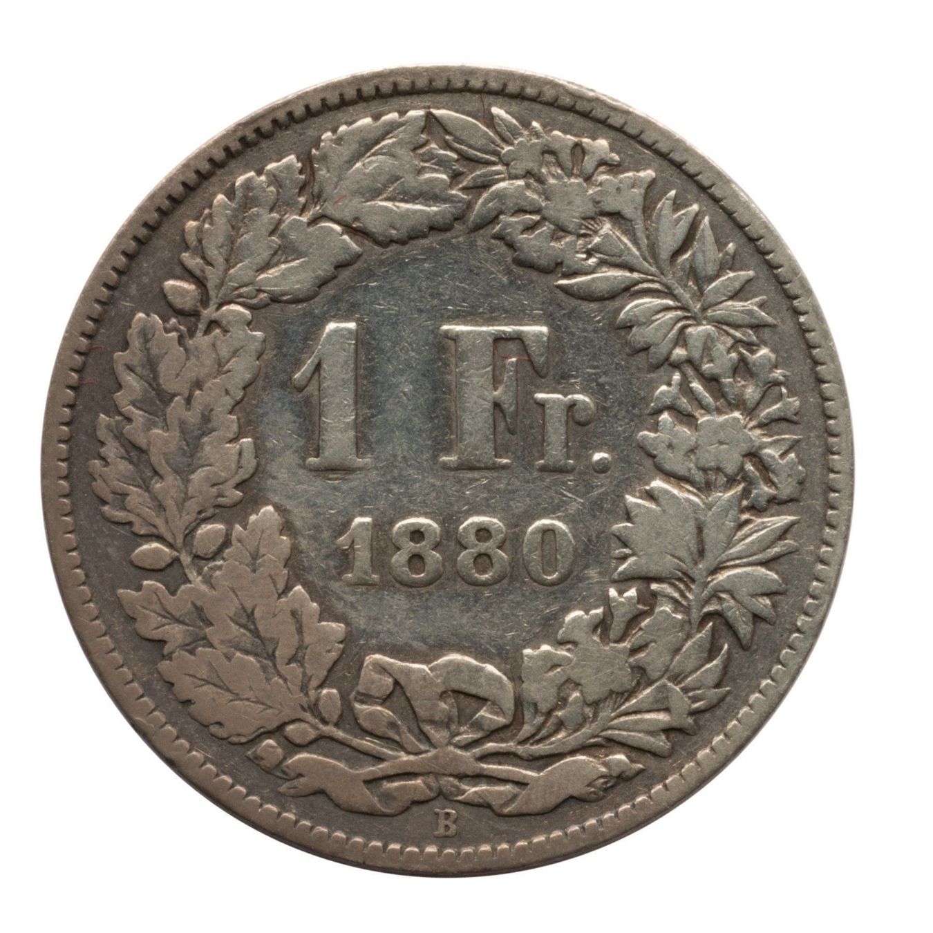 Tutti le monete: Schweiz - 1 Franken - 1880 - Silber – Usato da Rotkreuz venduto da Swiss-Coins