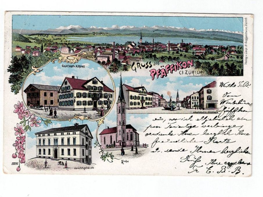 Cartoline postali: Schweiz, Ansichtskarte Pfäffikon ZH, Stabstempel Pfäffikon, – Usato da Hinteregg venduto da McCharly01