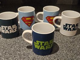 Espresso Set: Star Wars und Superman /  5x Sammeltasse