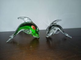 Zwei schöne Delphine Glas Murano