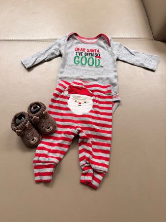 Baby Christmas Outfit and Bootie  - Size 62 / 3 months