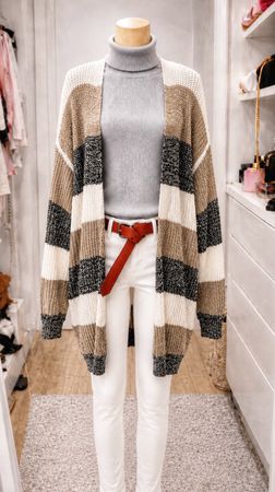 Cardigan Gestreifter Strickcardigan, Einheitsgröße TU