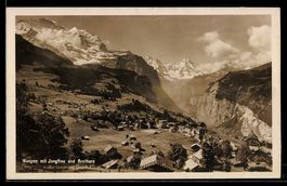 Wengen, Panorama mit Jungfrau und Breith