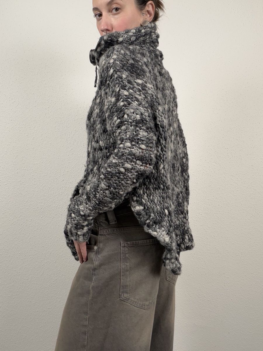 Maglioni & Felpe: Warm Wool-Blend Pullover with Zipper, Grey – Usato da Knonau venduto da Grapesvintage 7