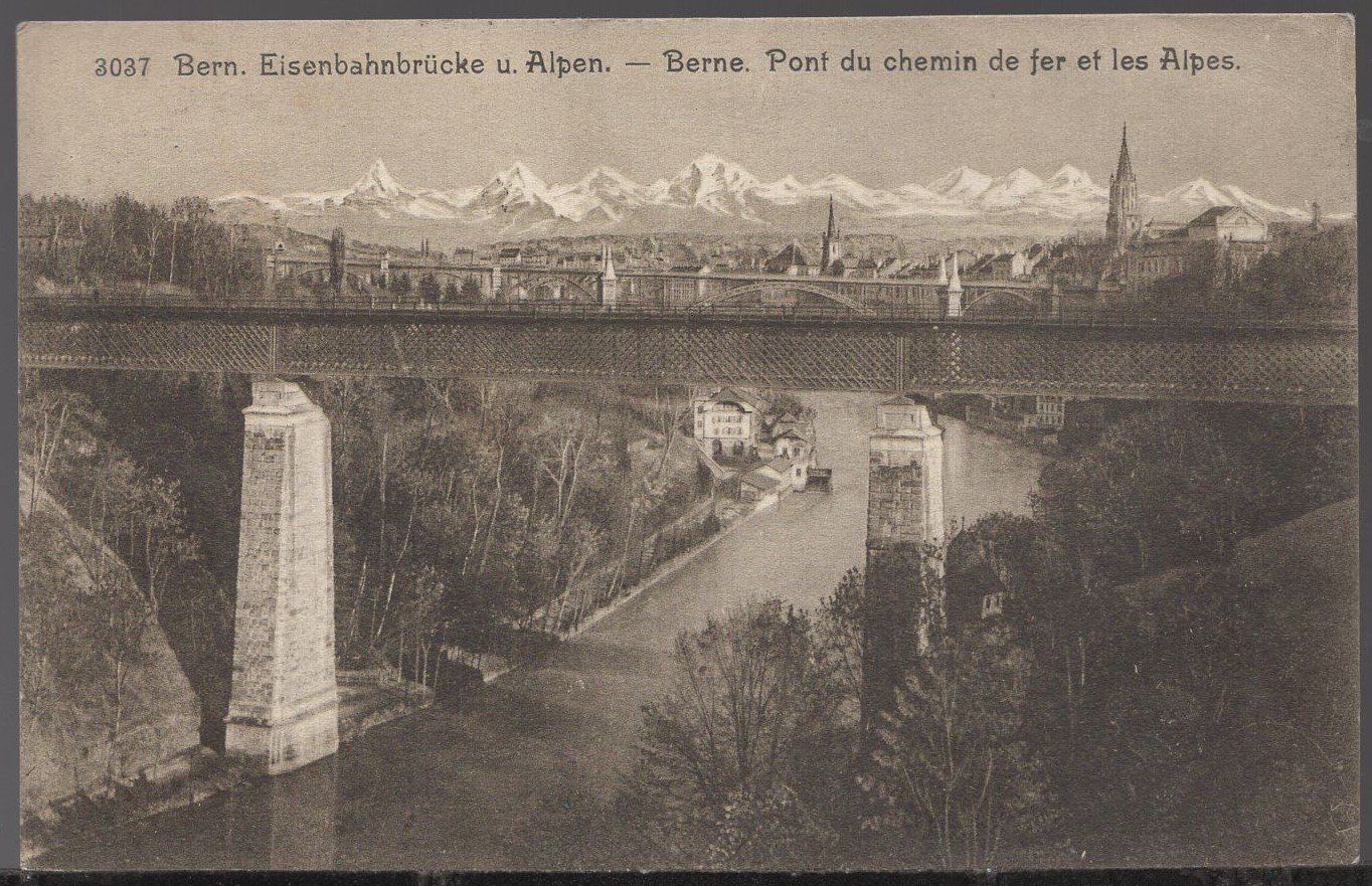 Cartes postales: BERN Eisenbahnbrücke u, Alpen 1910 – D'occasion à Aarau par kufi44