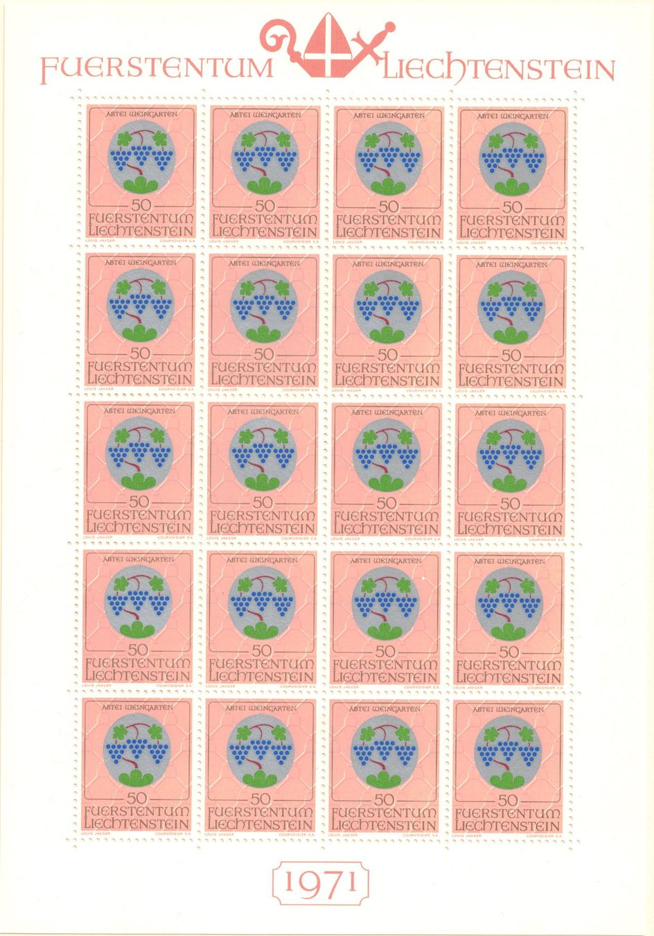 Alle Briefmarken: Kleinbogen  Wappen geistl. Patronatsherren  1971  postfrisch – Neu (gemäss Beschreibung) aus Mellingen von Ginger 1