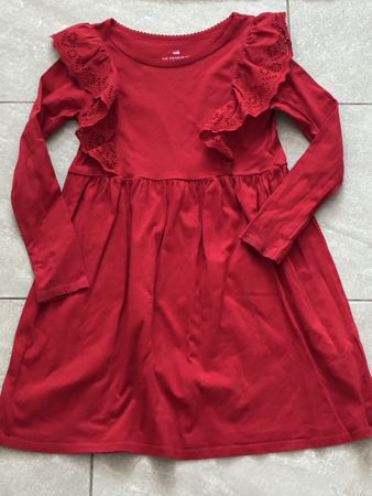 Kleid H&M Rot Grösse 122/128 mit Rüschen