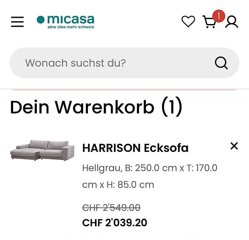 Micasa Sofas: Ecksofa grau Harrison, micasa, Sofa – Gebraucht aus Mollis von francis-francis 3