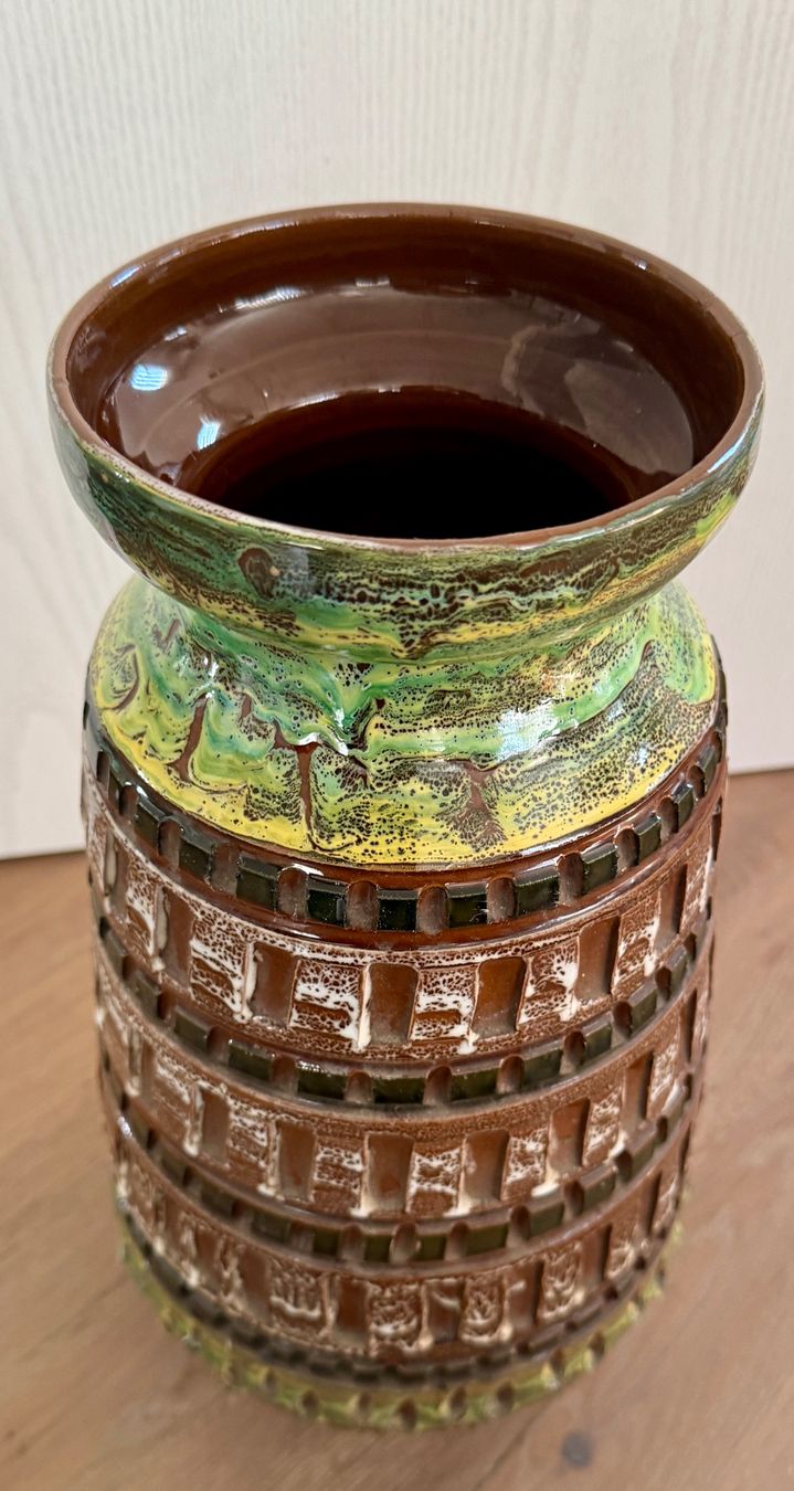 Vasen & Gefässe: Tolle Mid-Century Vase 60er Grün Braun 38.5 cm hoch – Gebraucht aus Rothrist von Luckywinner 5