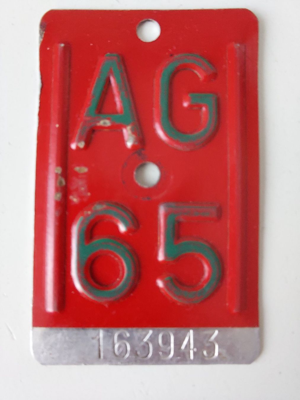 Sachs Insegne: Velonummer AG 65 plaque Velo – Usato da Schenkon venduto da Uhu007