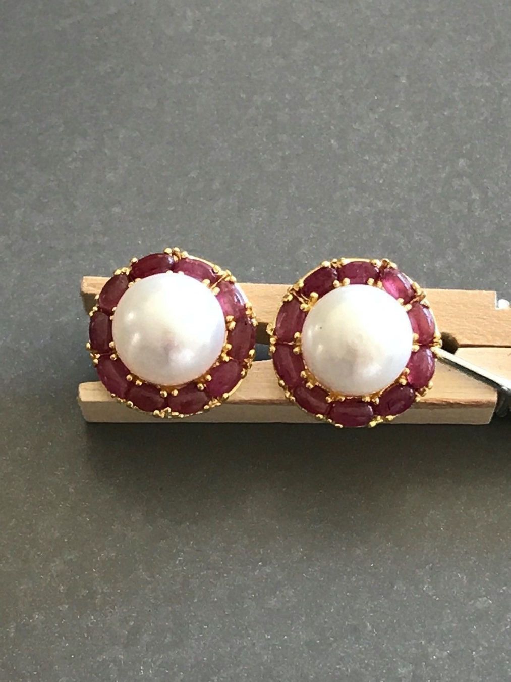 Ohrringe & -stecker: XL Perl Perlen Rubin ruby Ohrstecker 20m, sehr festlich! – Neu (gemäss Beschreibung) aus Basel von gretchen03 3