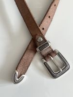 Hochwertiger Leder Gürtel im Western-Stil – Beige, Gr. 85-90