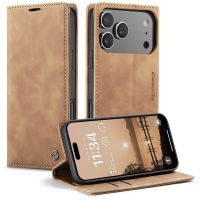 iPhone 17 Pro  - étui à rabat portefeuille antichoc Brun