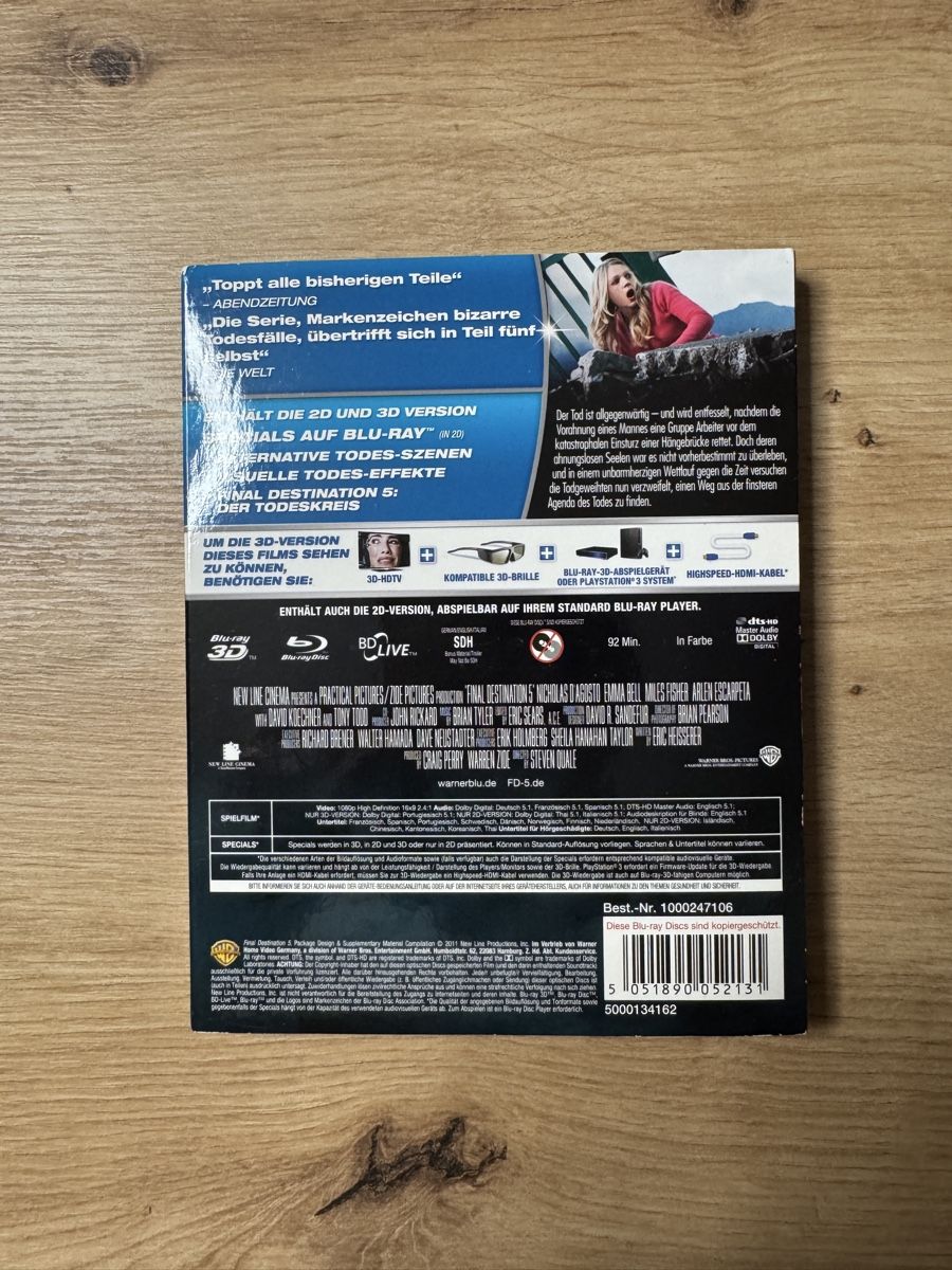 Tutti i DVDs: Final Destination 5 - Blu-ray 3D - Top! – Usato da Biberist venduto da etesummer 1