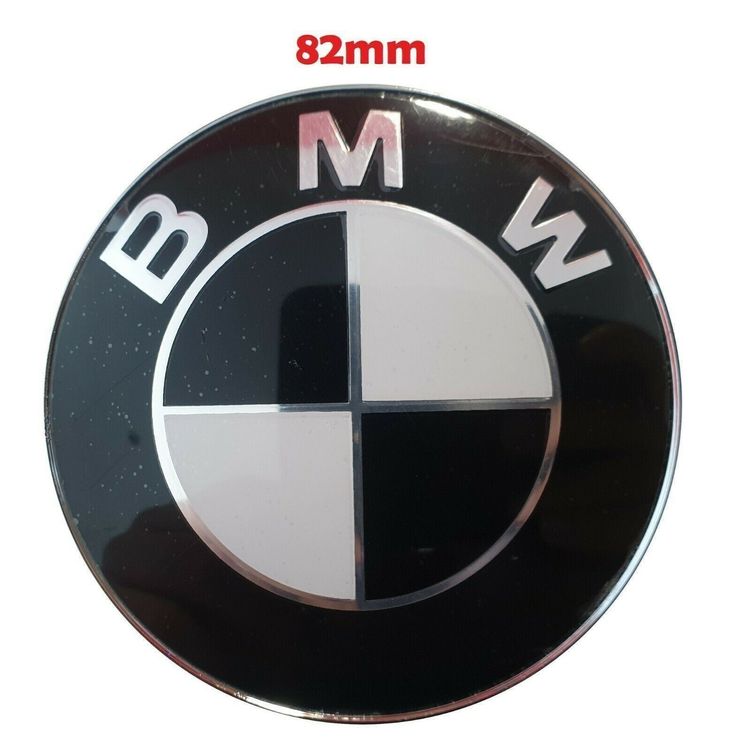 BMW 82mm Logo-Emblem Schwarz Weiss