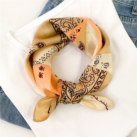 New 53cm Silk Scarf Paisley Peach Men's Scarf Bandana