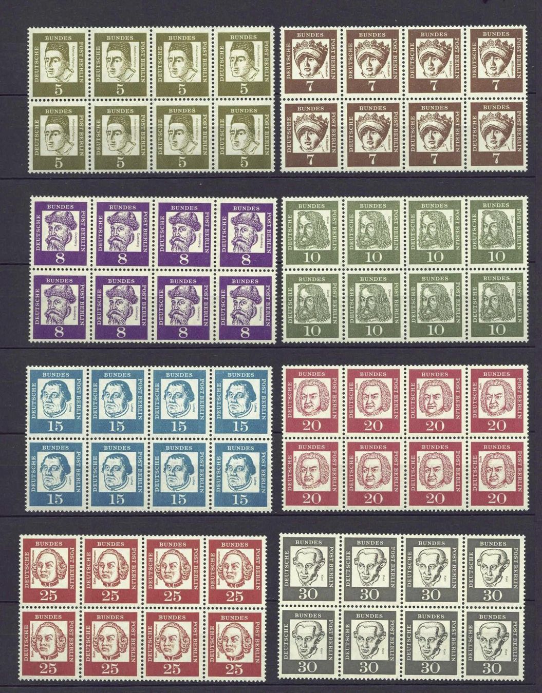 Alle Briefmarken: Berlin 1961 Satz 8er-Blocks postfrisch** – Gebraucht aus Basel von Pfefferschootte