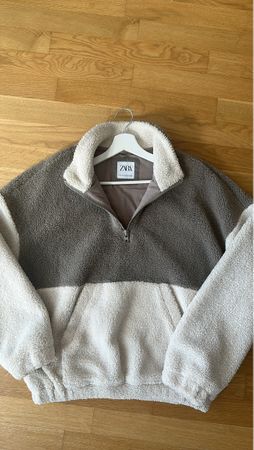 ZARA Teddy Fleece Pullover colour block Gr. L-XL