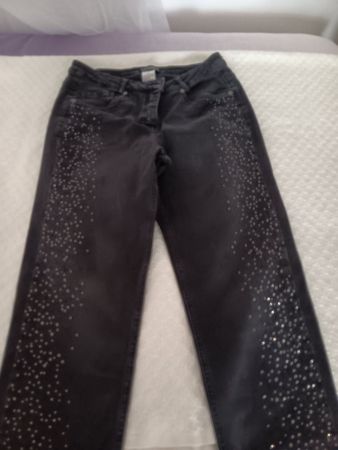 DORIS STREICH Edeljeans, Gr. 40, mit Strass, Schwarz,