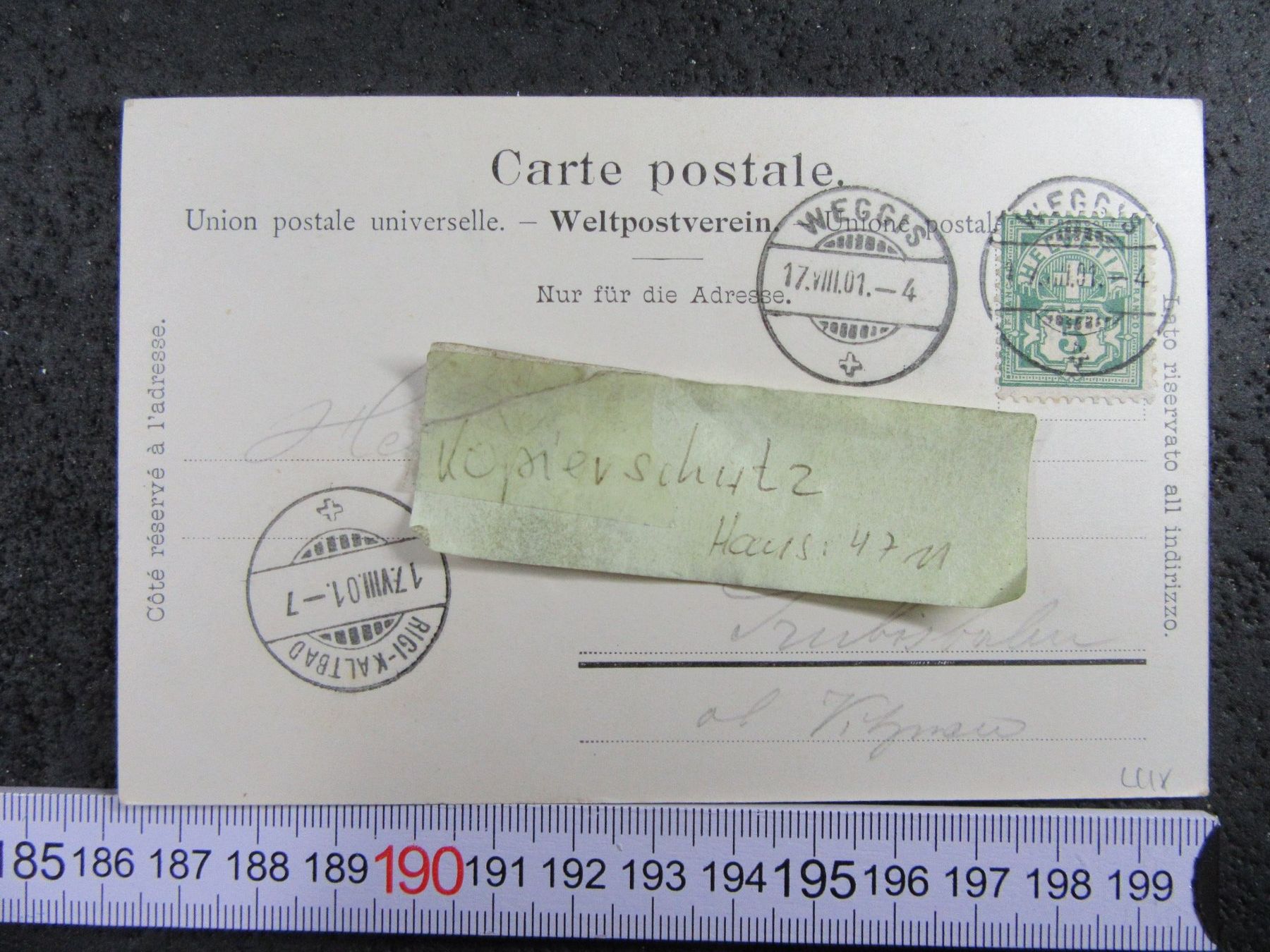 Ansichtskarten: WEGGIS 1901 VOGELSICHT LU AK – Gebraucht aus Ettingen von Hausi4711 1