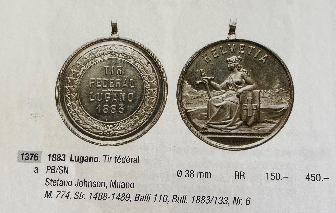 Medaglie: 1883 Schützenmedaille Lugano RR – Usato da Kirchberg SG venduto da Helveticus00 2