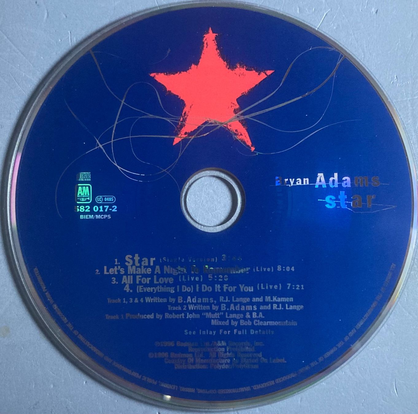 CDs: BRYAN ADAMS - STAR – Gebraucht aus Poliez-Pittet von Newtown-Records 2