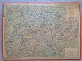 Alte Karte der Schweizer Alpenposten 1930 , auf Karton