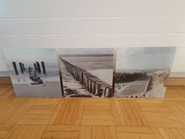 Wandbilder Meer 3er Set Glas neuwertig