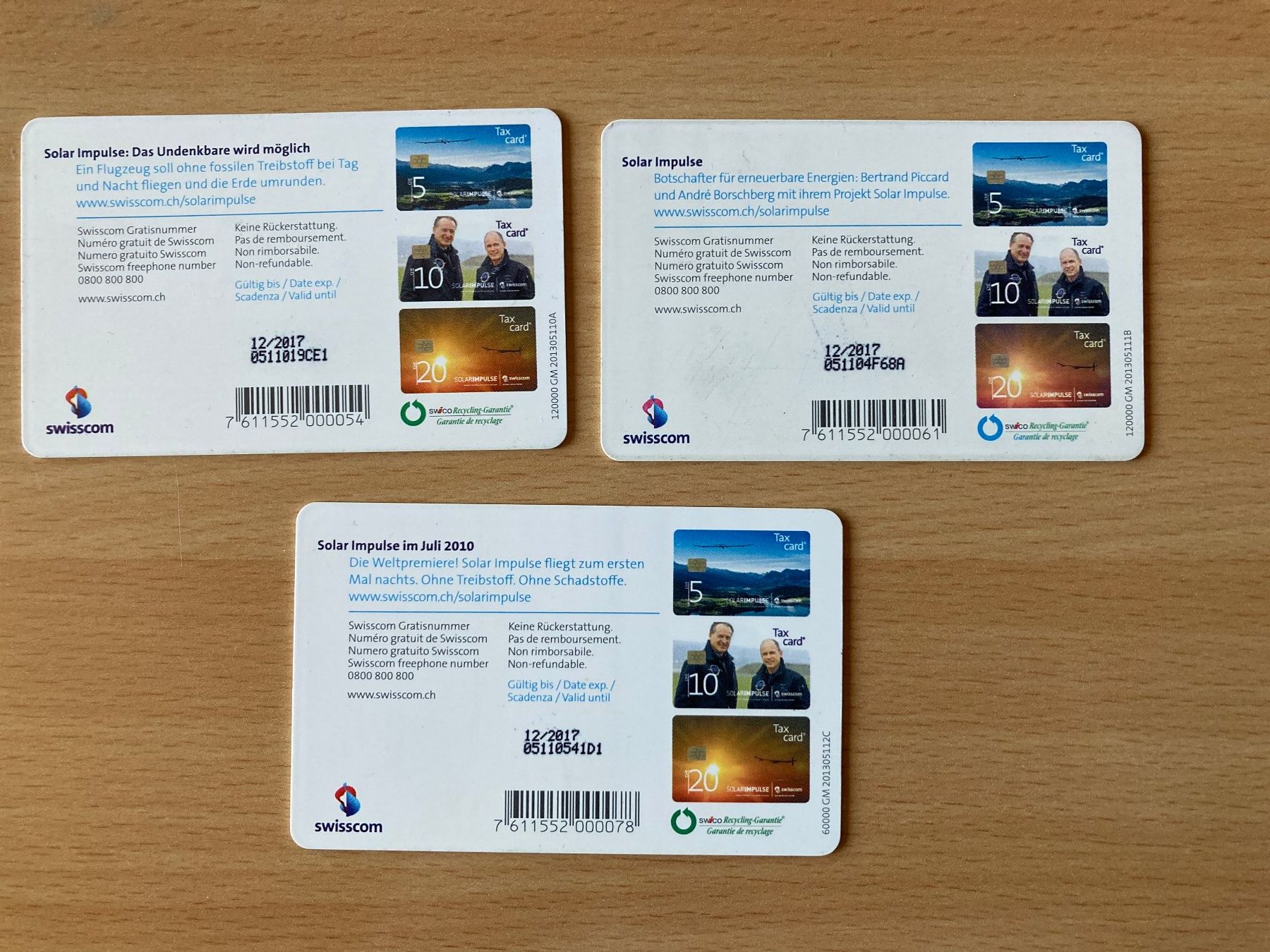 Swisscom Cartes de téléphone: Swisscom Taxcards Solarimpulse – D'occasion à Lütisburg par wiesenpippau 1