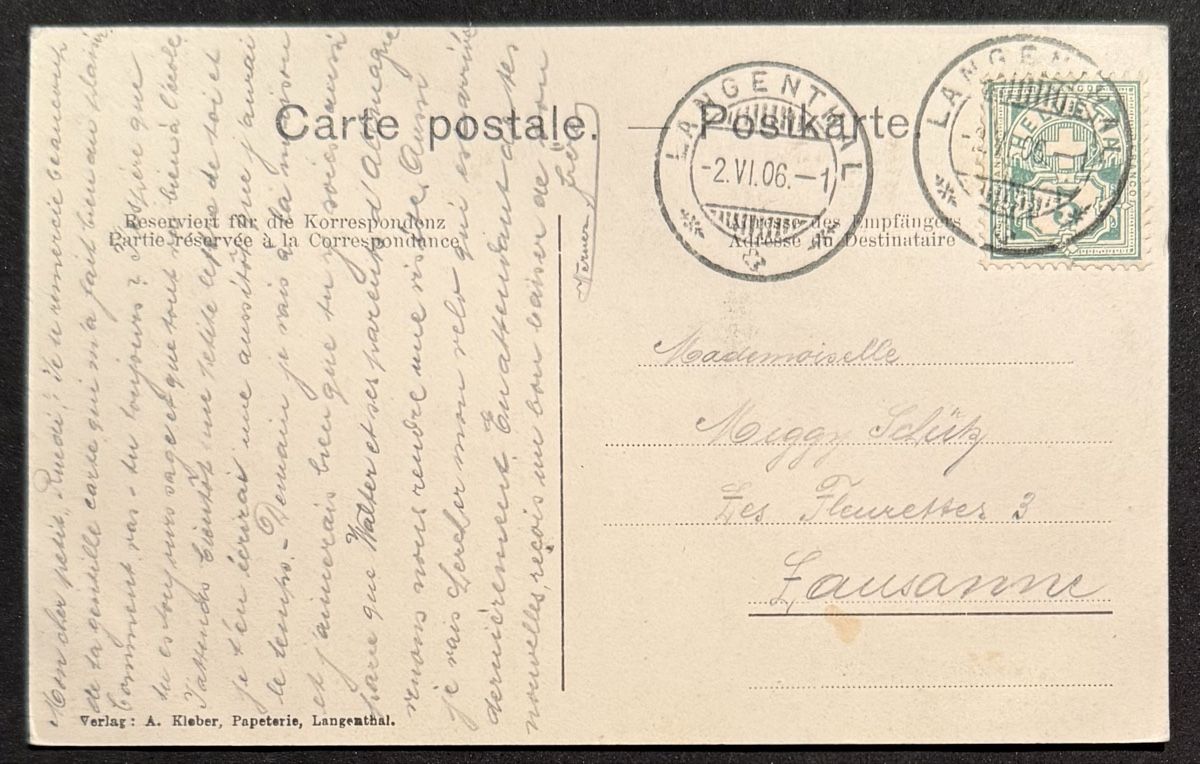 Ansichtskarten: AK: Langenthal. Wiesenstrasse. BE, 1906 – Gebraucht aus Bern von felberunderground 1