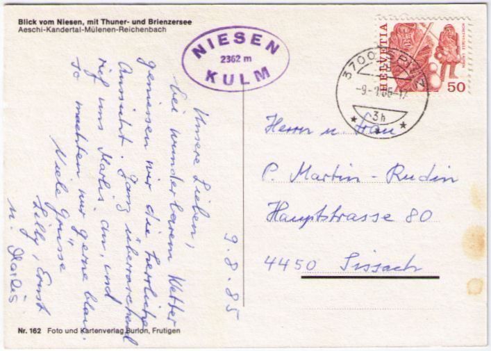 Cartes postales: Niesen - Blick Richtung Brienzersee – D'occasion à Binningen par Mountainrider 1