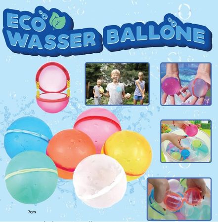 Wiederverwendbare ECO Wasserballone / Wasserbomben 6 Stück