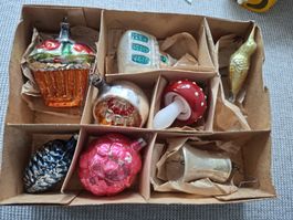 8 vintage Christbaumkugeln, Glas, Weihnache, deko