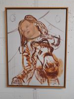 GEMÄLDE AUF LEINWAND 45X60 FRAU AUF PFERD MIT HOLZRAHMEN