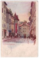 Genève, Rue de Cornavin, carte d'artiste, circulée 1900