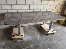 Vintage Couchtisch Granit - Chrom - Naturstein 1980er