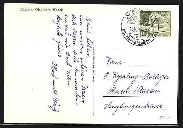 Cartoline postali: AK Weggis, Pension Friedheim mit Garten – Usato da Berlin venduto da bartko-reher 1