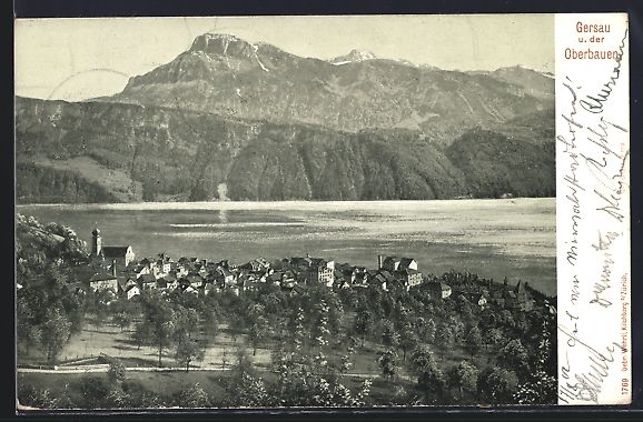 Cartoline postali: Gersau, Blick über den Ort auf den See – Usato da Berlin venduto da bartko-reher