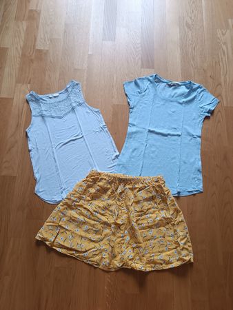 Set Blumenrock Shirts hellblau gelb, Grösse XS/S