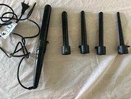 Lockenstab Set mit 5 Aufsätzen schwarz gebraucht