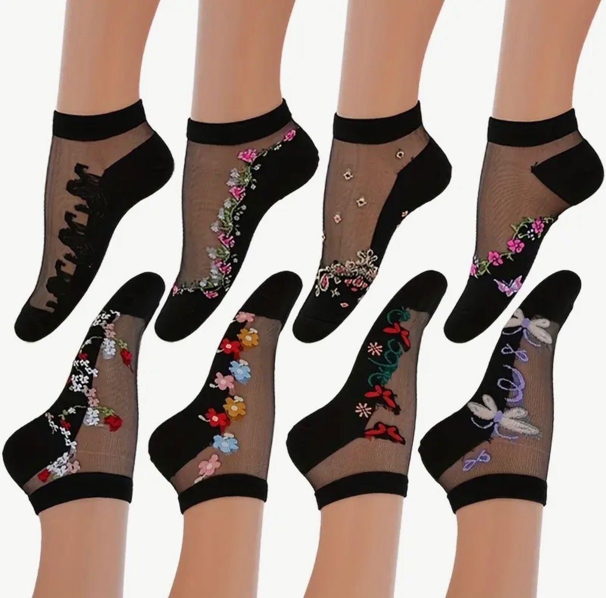 Calze: 8 x Knöchel-Socken-Floral- Einheitsgrösse 36-40 – Nuovo (secondo la descrizione) da Teufenthal AG venduto da MeineSchatztruhe
