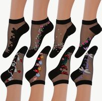 8 x Knöchel-Socken-Floral- Einheitsgrösse 36-40