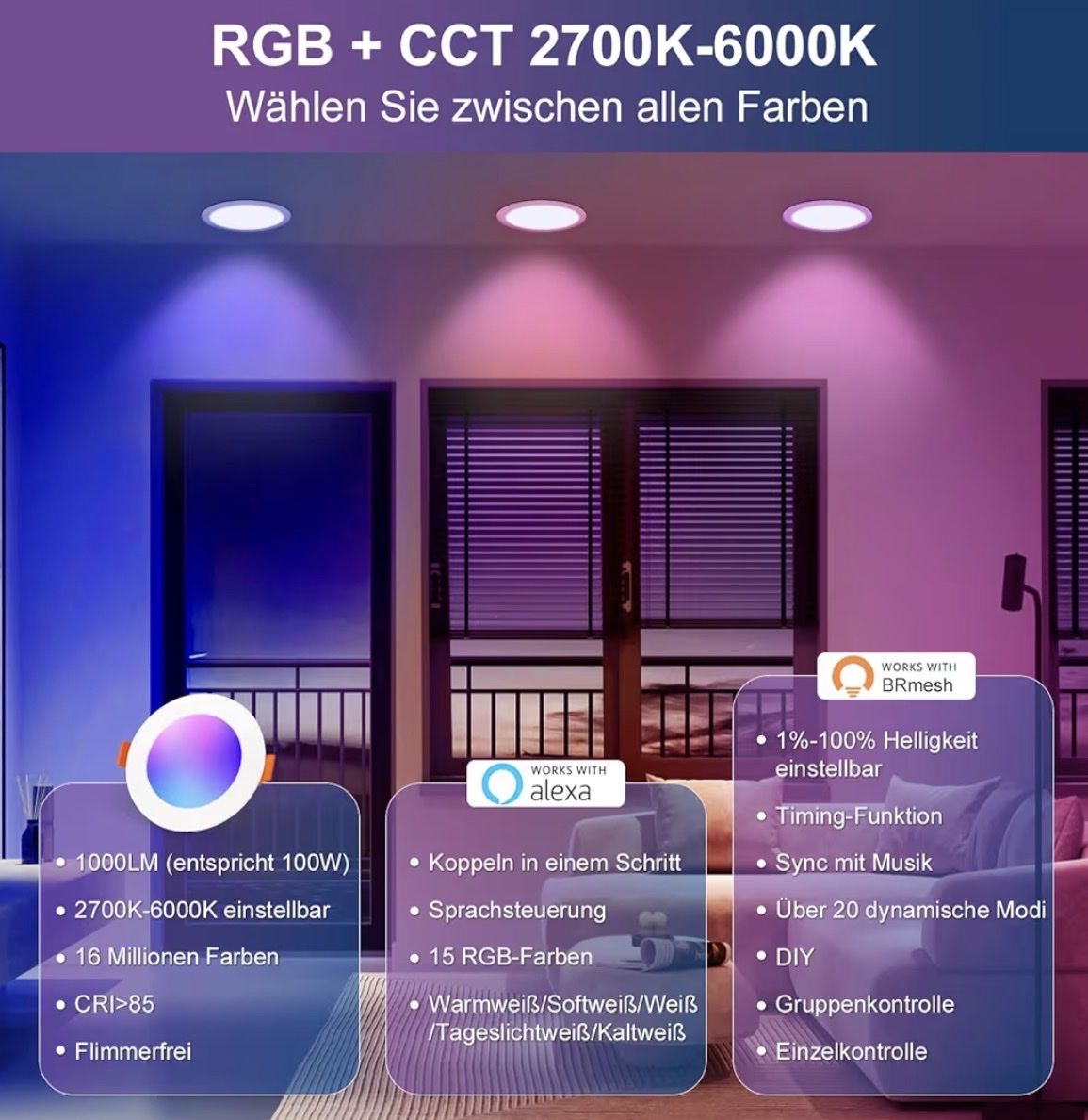 Lampadari & plafoniere: New Dusktec 4" LED Down Light 10W RGBW Smart Bulb 4 Pack – Nuovo e nell'imballaggio originale da Wallbach venduto da Nenex 1
