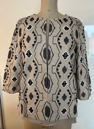 Schicke Sommerjacke mit Stickerei, Gr. 40, Beige/Sc...