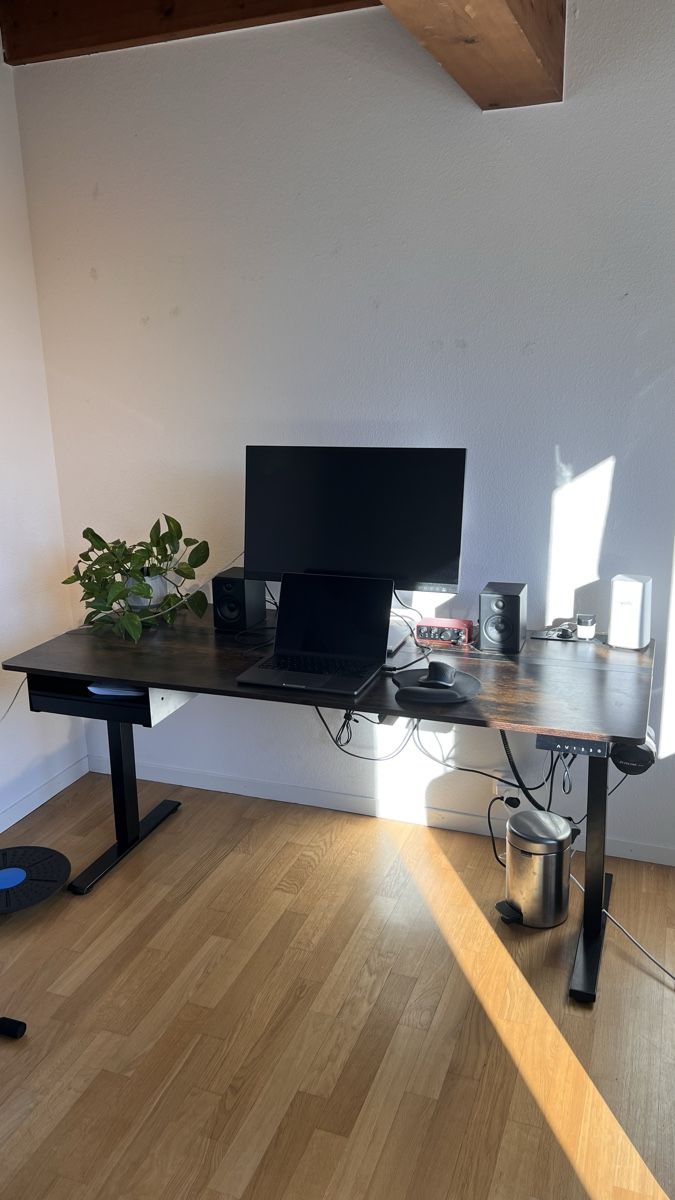 Schreibtische: Standing desk dark wood electronic height adjustable 160cm – Neu (gemäss Beschreibung) aus Schaffhausen von ari_7r7g
